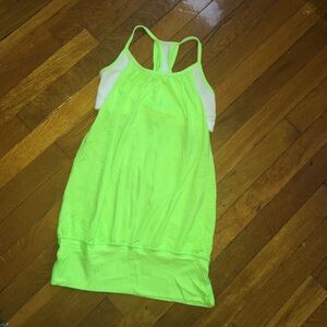 Lululemon Athletica Green and White Tank Top